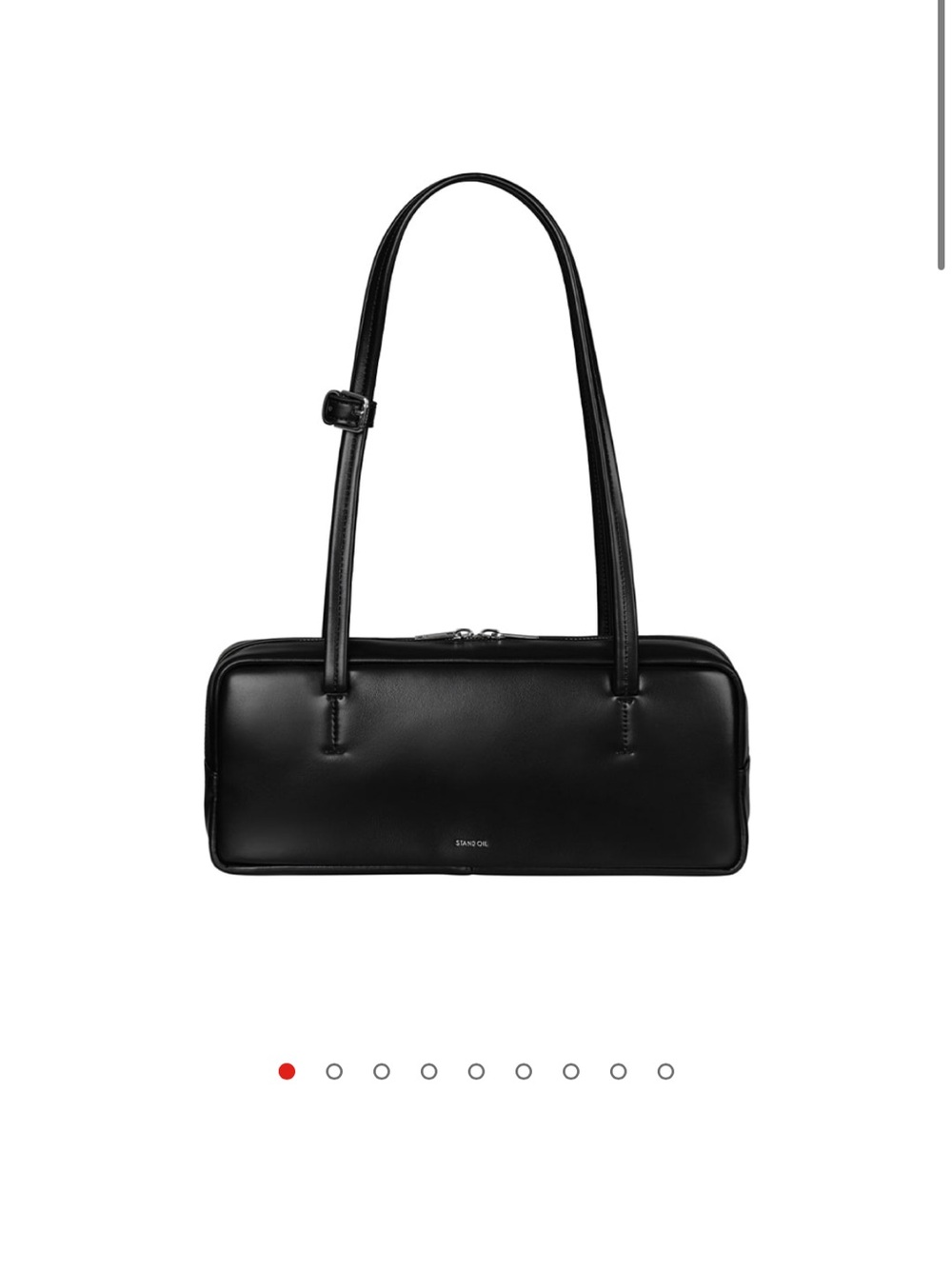 Stand Oil Black Shoulder Bag with Long Strap